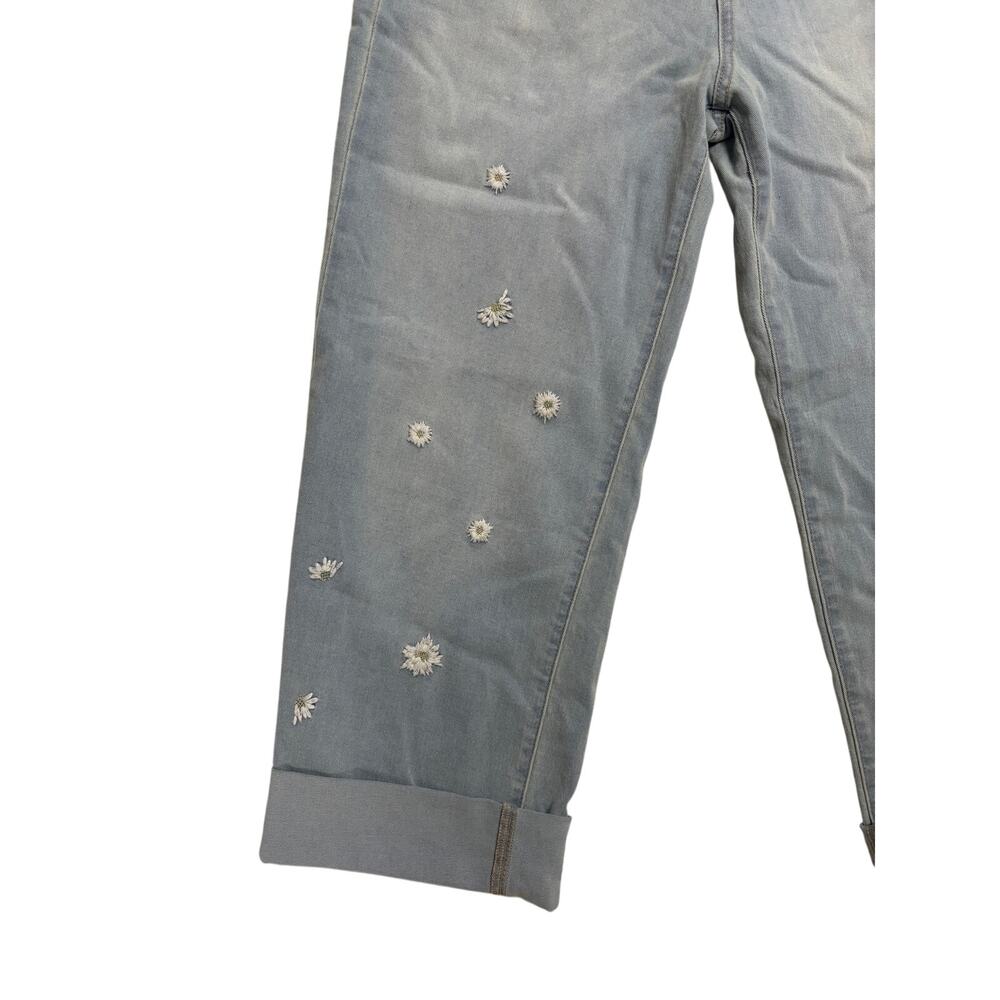 Jessica Simpson Wide Straight‑Leg Jeans 💙 Daisy Embroidered NWT 🤍 Size 10 - Picture 3 of 4